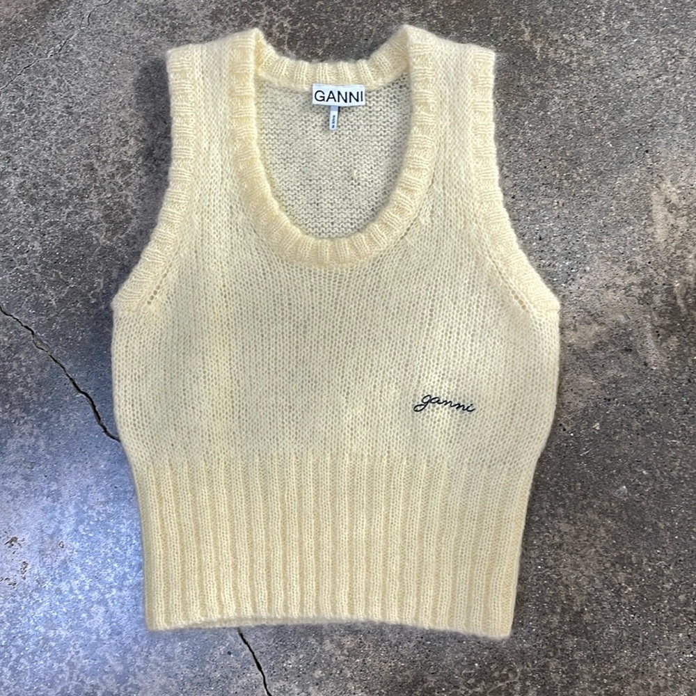 Ganni Cream Knit Tank Top